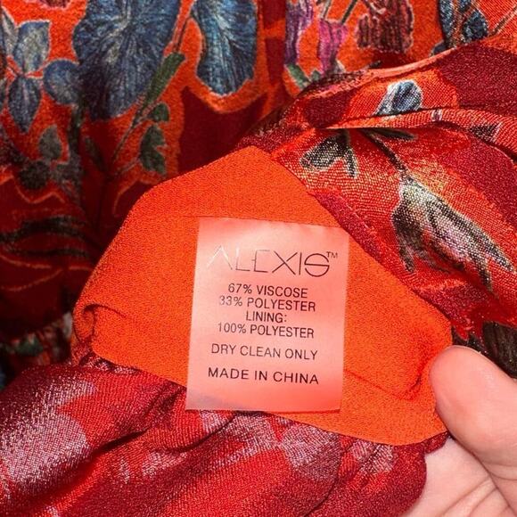 Alexis Marseille Asymmetrical Hi-Low Floral Dress/Gown Red Floral Size Small - Picture 9 of 11